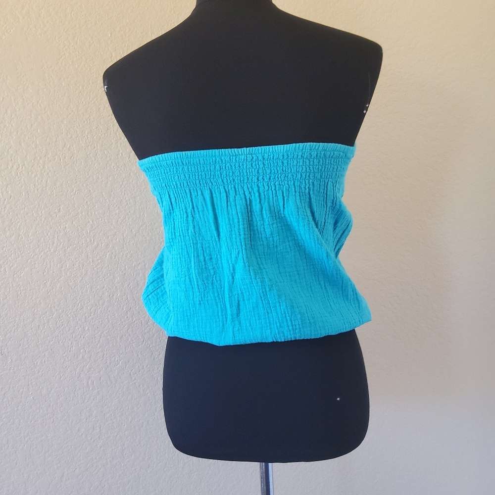 Bobi Strapless Cotton Gauze Tube Top Size M or S  Surf Blue Mermaid Color NWT - Picture 5 of 13